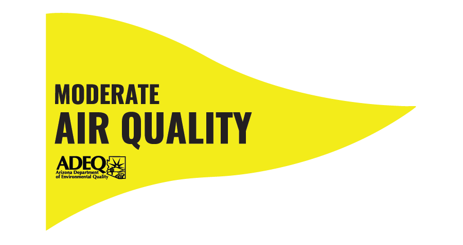 Air Quality chart showing the air quality to be Yellow for Moderate for this specific time or day. Moderate air quality may be a health concern for those who are unusually sensitive to air pollution.