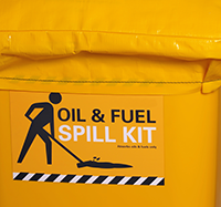 Yellow oil and fuel spill kit bag